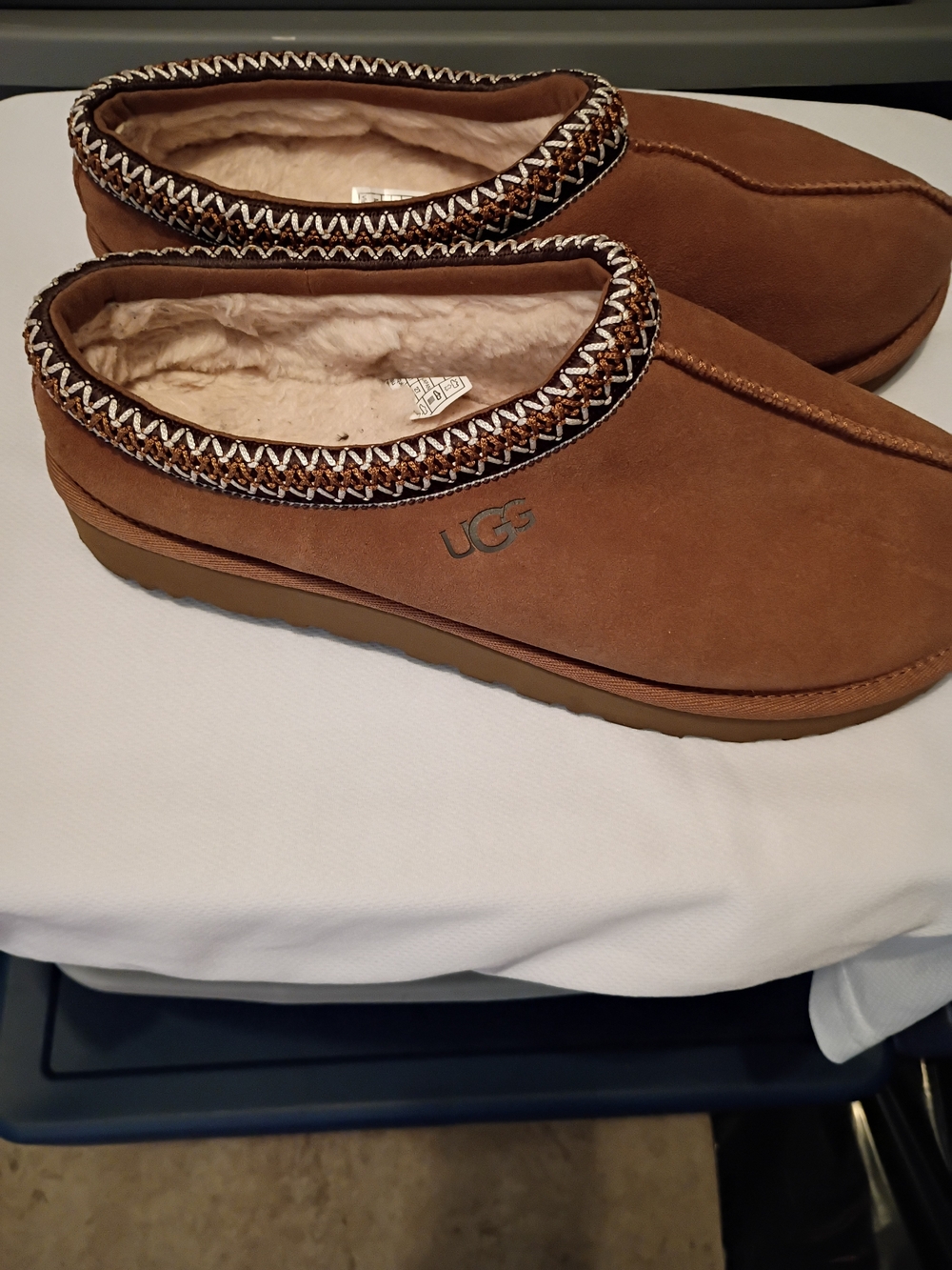 UGG Chestnut Brown Suede Shearling-Lined Slip-Ons